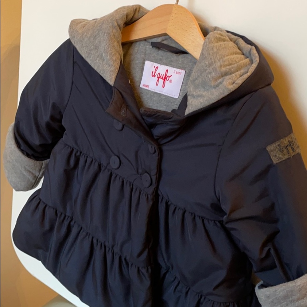 Il Gufo Navy Puffer Jacket with Gray Lining, 2